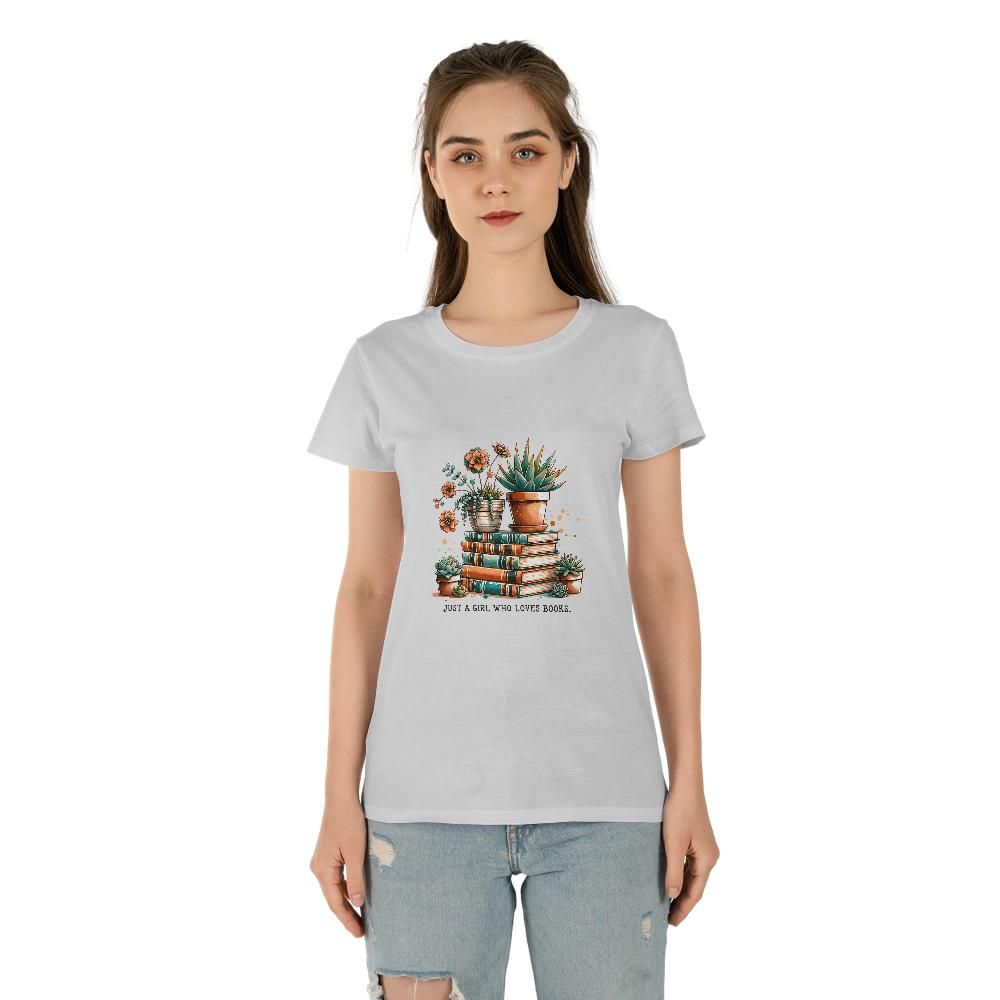 Just A Girl Who Loves Books Women's Tee (Made in US)